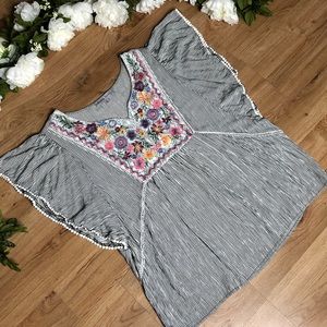 Absolutely Famous White, Black n  Flowers Blouse